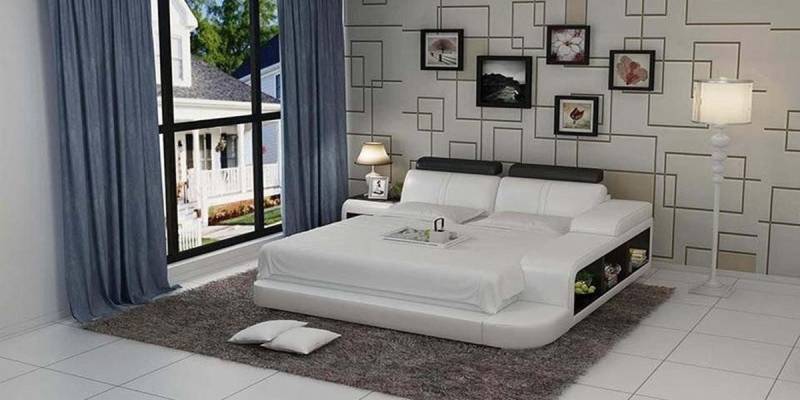 JVmoebel Bett Design Polster Doppel Bett Moderne Betten Schlafzimmer mit USB & Regal (Bett "LB8810), Made in Europa von JVmoebel