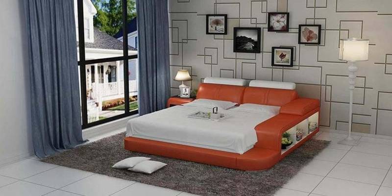 JVmoebel Bett Design Polster Doppel Bett Moderne Betten Schlafzimmer mit USB & Regal (Bett "LB8810), Made in Europa von JVmoebel