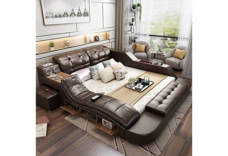 JVmoebel Multimediabett Doppel Luxus Leder Bett + USB Polster Betten Moderne Multifunktion, Made in Europa JVmoebel Multimediabett Doppel Luxus Leder Bett + USB Polster Betten Moderne Multifunktion, Made in Europa von JVmoebel