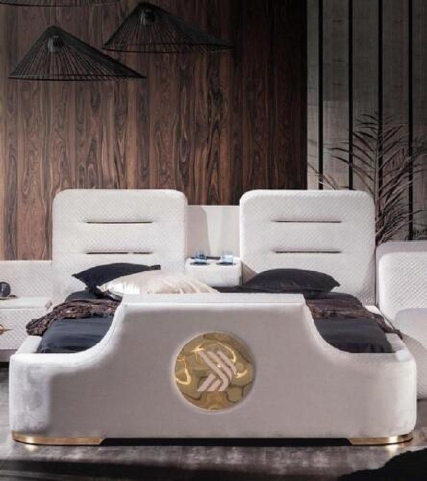 JVmoebel Bett Doppelbett Modern Luxus Hocker Multifunktion Design Polster Samt Neu von JVmoebel