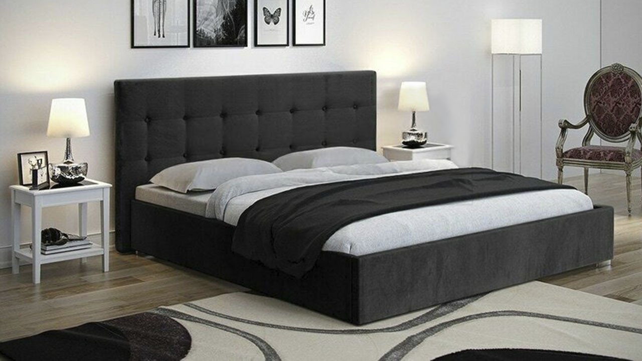 JVmoebel Polsterbett Doppelbett Textilbett Betten Designer Bett Leder Polster Schlafzimmer (Bett), Made in Europa von JVmoebel