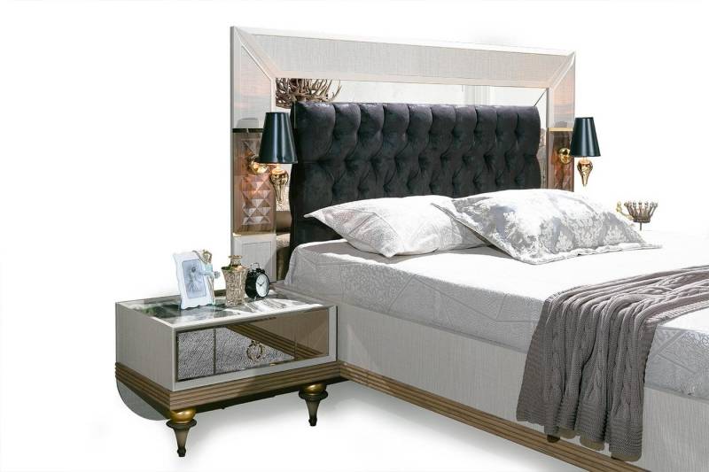 JVmoebel Bett Elegantes Doppelbett mit Glaselementen - modernes Bettgestell (Bett), Made in Europa von JVmoebel