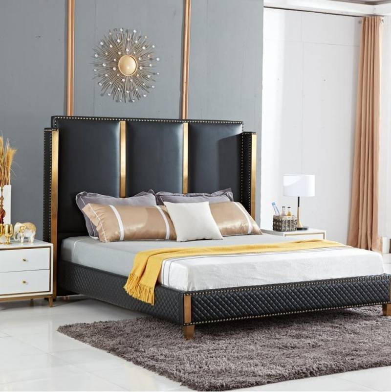 JVmoebel Polsterbett Elegantes gepolstertes Doppelbett für Hotel- und Schlafzimmer (Bett), Made in Europa von JVmoebel