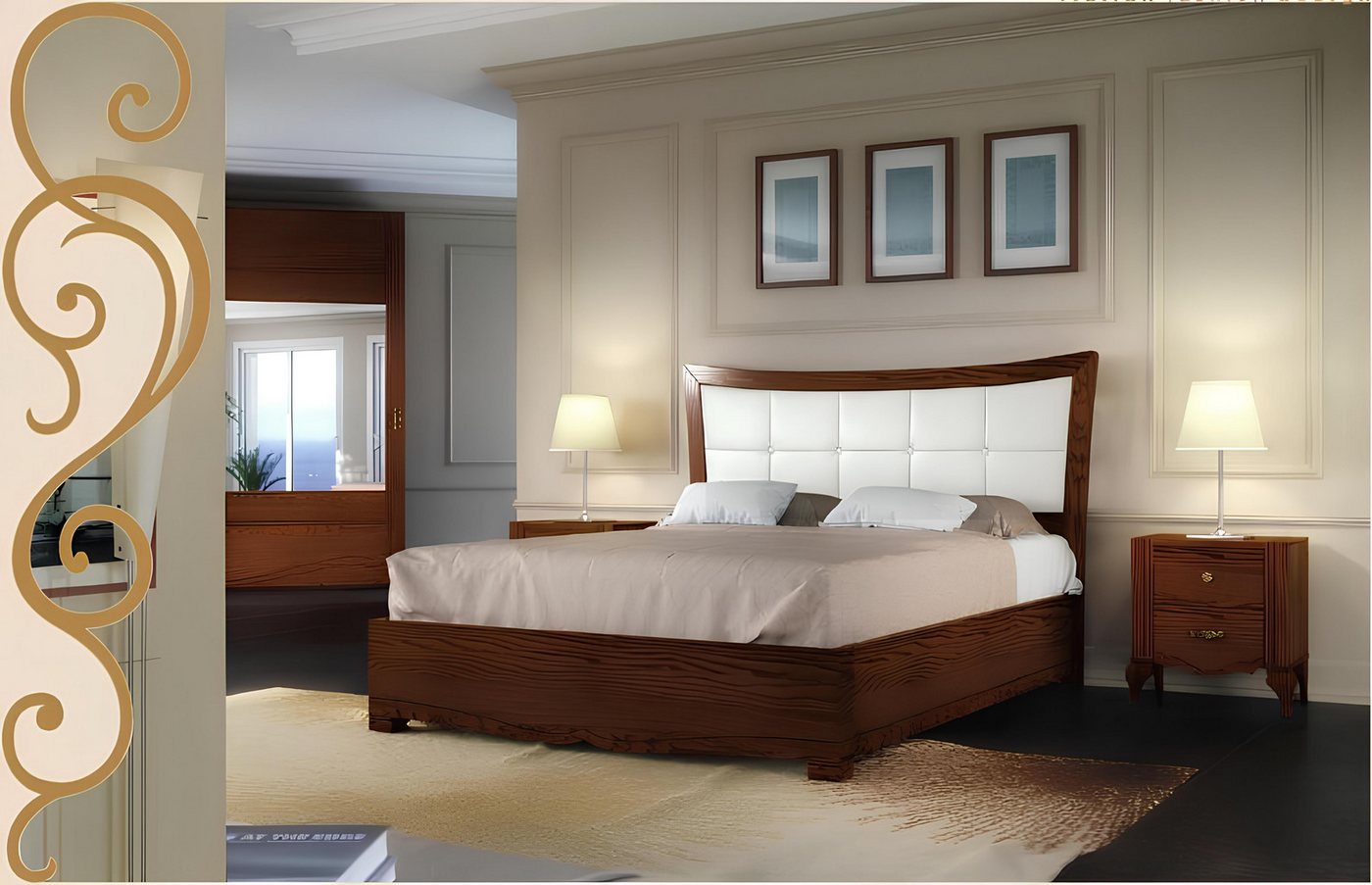 JVmoebel Bett Garnitur Set 3tlg Schlafzimmer Bett Nachttisch Betten Gruppe Betten (Set 3tlg. Schlafzimmer (Bett + 2xNachttisch), Made in Italy von JVmoebel