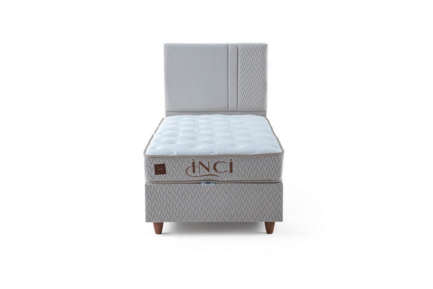 JVmoebel Bett Graues Einzelbett Designer Schlafzimmer Möbel Polsterbett (2-tlg., Bett mit Matratze), Made in Europa von JVmoebel