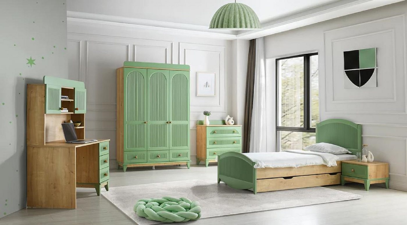 JVmoebel Jugendzimmer-Set Komplett Jugendzimmer Kinderzimmer Set Kleiderschrank Kommode, (5-tlg., Bett + Nachttisch + Kleiderschrank + Schminktisch + Kommode), Made in Europa von JVmoebel