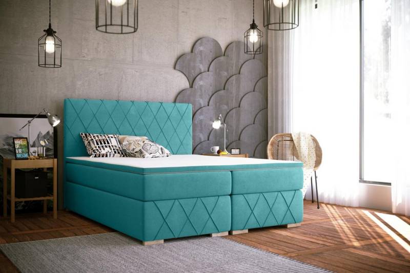 JVmoebel Boxspringbett Komplett Set Matratze & Topper Boxspring Bett Luxus Polster 140x200cm (Boxspringbett 4062292147302), Made in Europa von JVmoebel