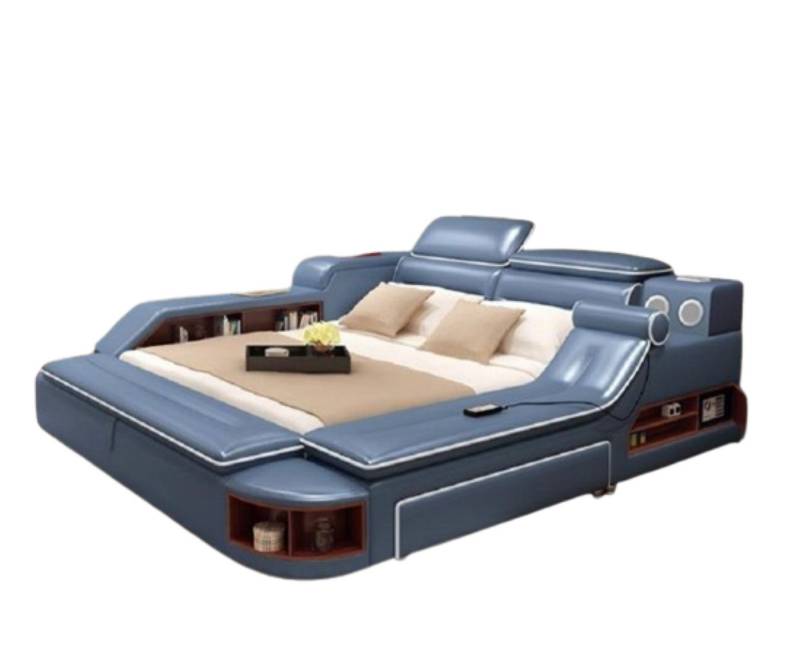 JVmoebel Multimediabett Leder Bett Polster Doppel Multifunktion 180x200 Leder (1-tlg), Made in Europa von JVmoebel