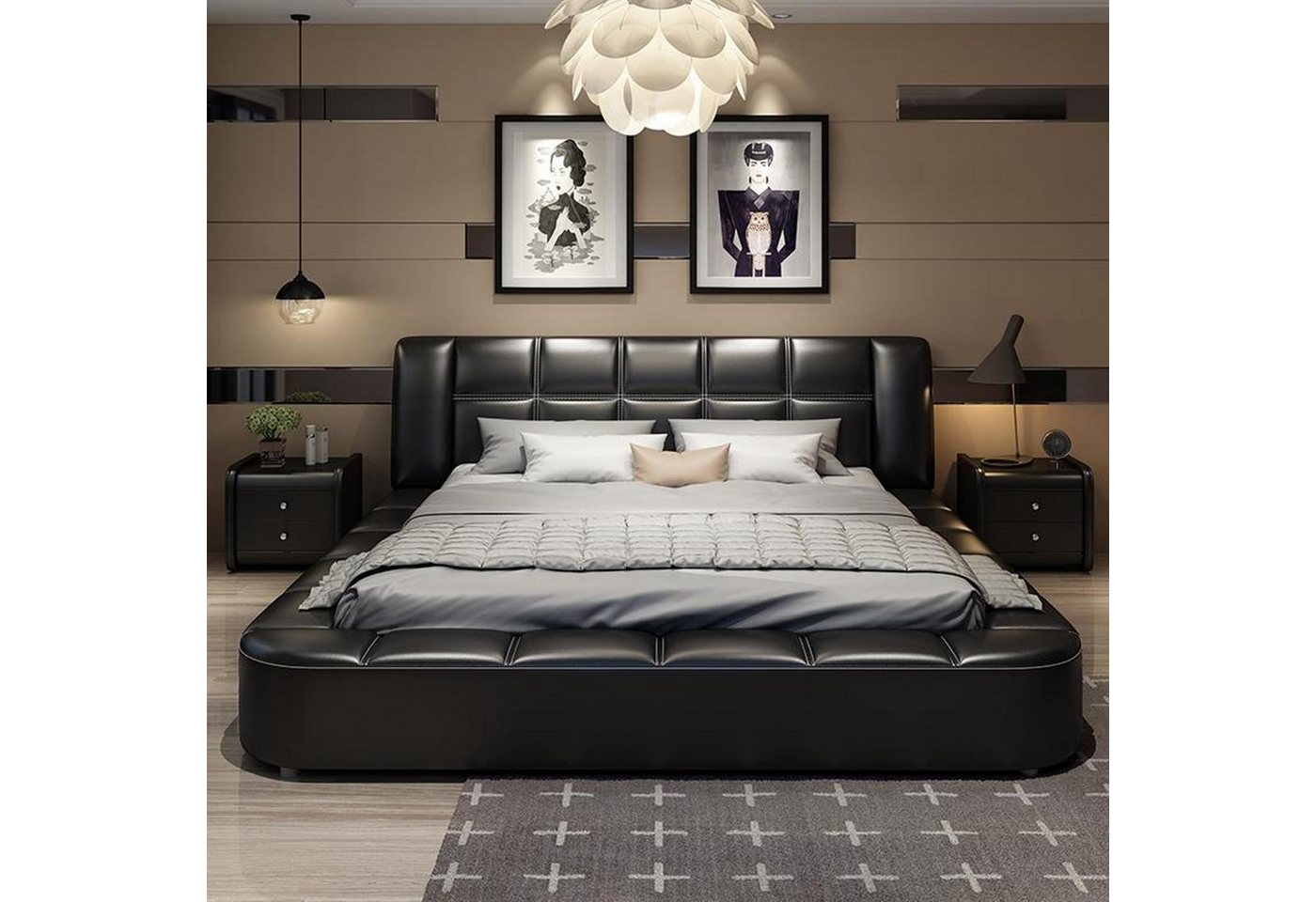 JVmoebel Bett Luxur Polsterbett Designbett Textil Betten Doppelbett Bett, Made in Europa von JVmoebel