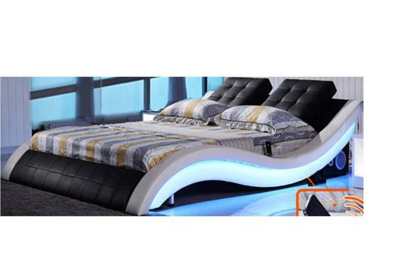 JVmoebel Bett Luxus Bett Design Betten Digital LED Schlafzimmer Möbel Leder von JVmoebel