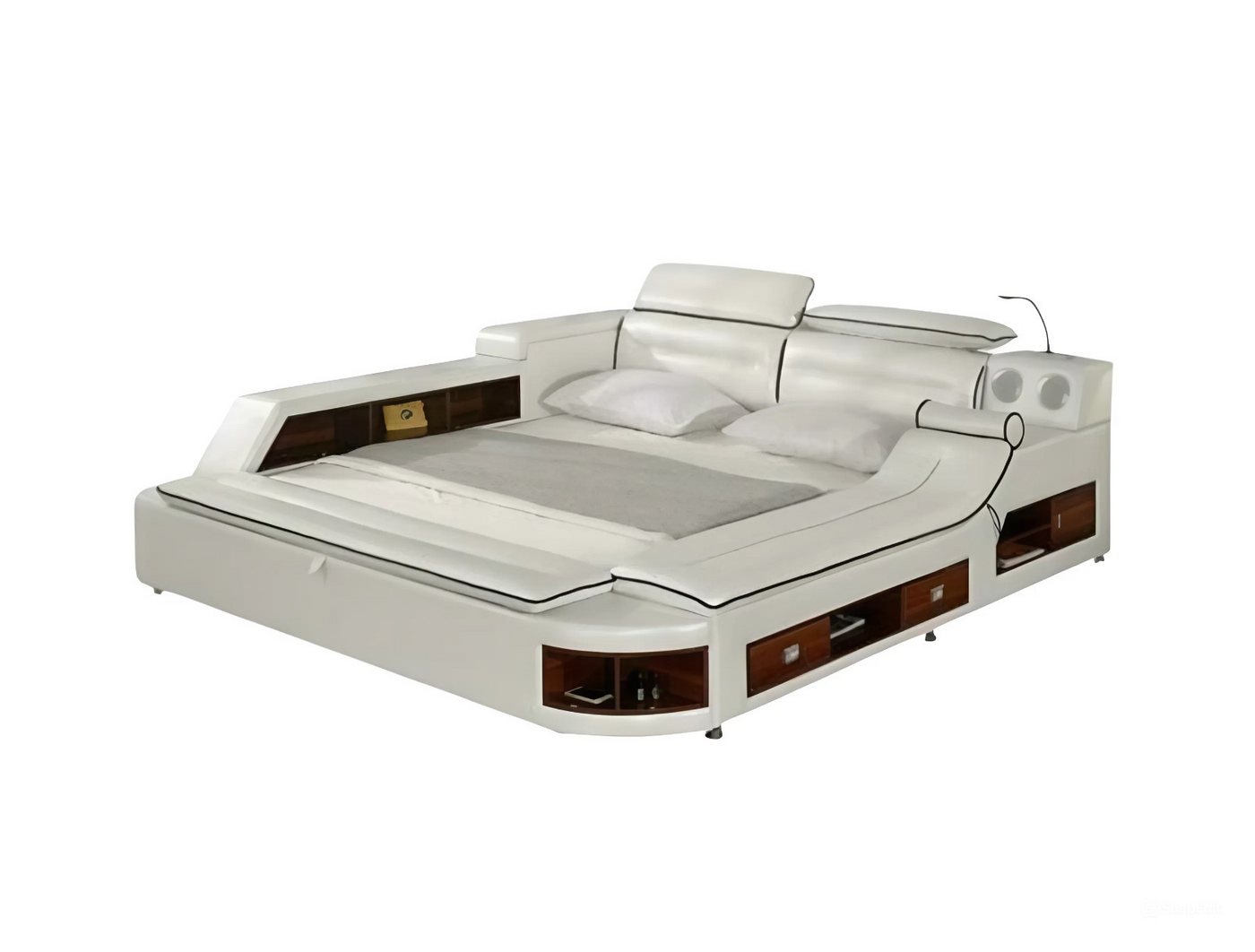 JVmoebel Multimediabett Luxus Bett Leder Betten 180x200 Multifunktion Schlafzimmer Liege (1-tlg), Made in Europa von JVmoebel