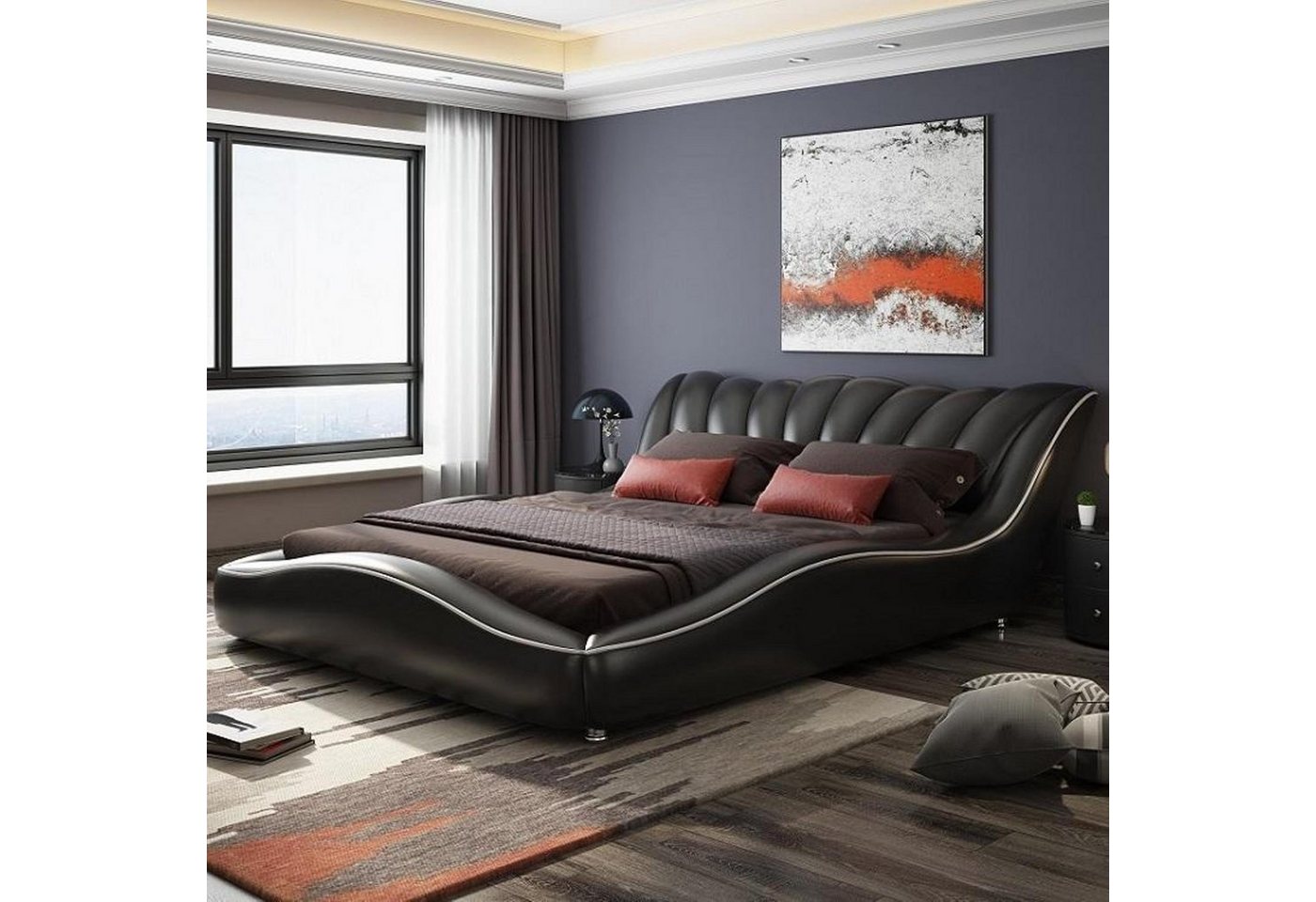JVmoebel Bett Luxus Doppel Schlafzimmer Holz Textil Betten 180x200 Bett von JVmoebel