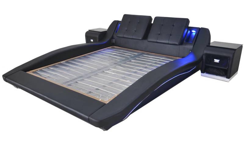 JVmoebel Bett Luxus Leder Design Polsterbetten Doppelbett mit USB Ehebett Exklusiv (Bett "LB8857 I), Made in Europa von JVmoebel