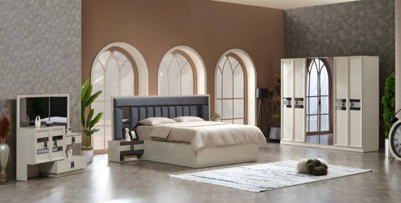 JVmoebel Schlafzimmer-Set Modern Luxus Design Schlafzimmer Set 5tlg Holz Möbel Doppelbett, (Bett), Made in Europa von JVmoebel