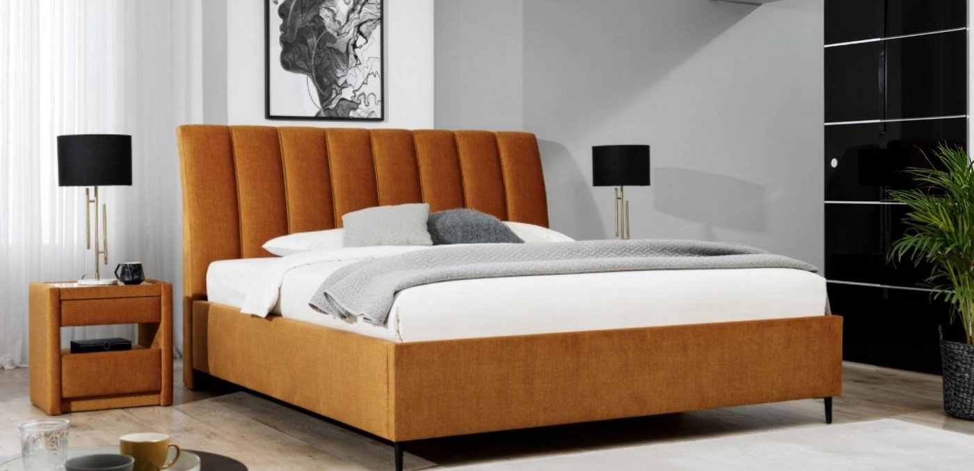 JVmoebel Polsterbett Moderne Polsterbetten in Orange für stilvolle Schlafzimmer, Made in Europa von JVmoebel
