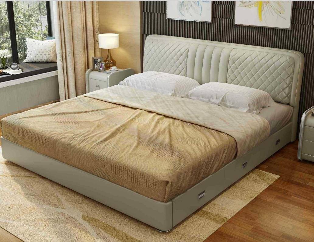 JVmoebel Bett Modernes Doppelbett in Grau für stilvolle Schlafzimmergestaltung, Made in Europa von JVmoebel