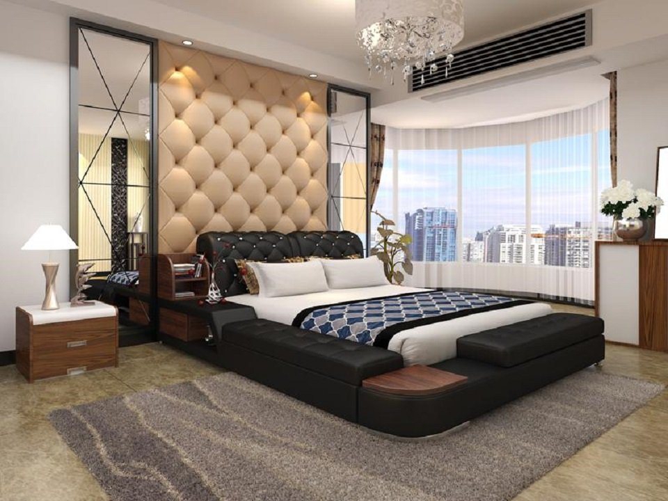 JVmoebel Bett Multifunktion Bett Design Polster Doppelbett Chesterfield Luxus, Made in Europa von JVmoebel