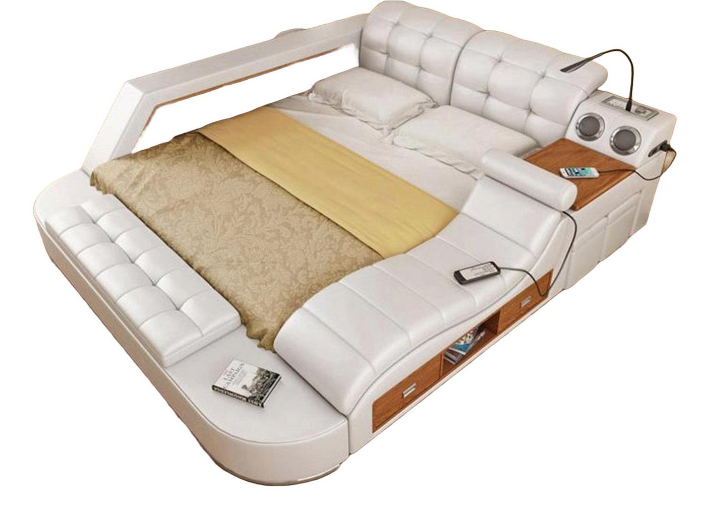 JVmoebel Multimediabett Multifunktion Bett Regal Schrank USB Ladestation Doppel Leder, Made in Europa JVmoebel Multimediabett Multifunktion Bett Regal Schrank USB Ladestation Doppel Leder, Made in Europa von JVmoebel