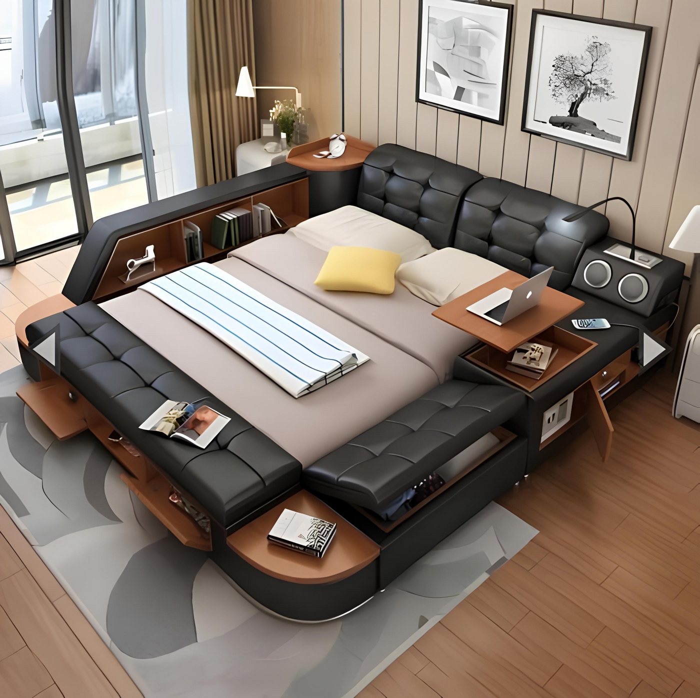 JVmoebel Multimediabett Multifunktion Betten Bett All in One Funktionsbett Sofa Doppelbett (Bett), Made in Europa von JVmoebel