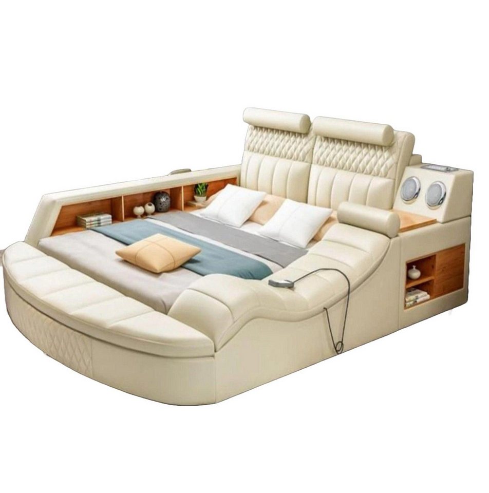 JVmoebel Multimediabett Multifunktion Doppelbett Betten Ehebett Polsterbett Schlafzimmer (1-tlg), Made in Europa von JVmoebel