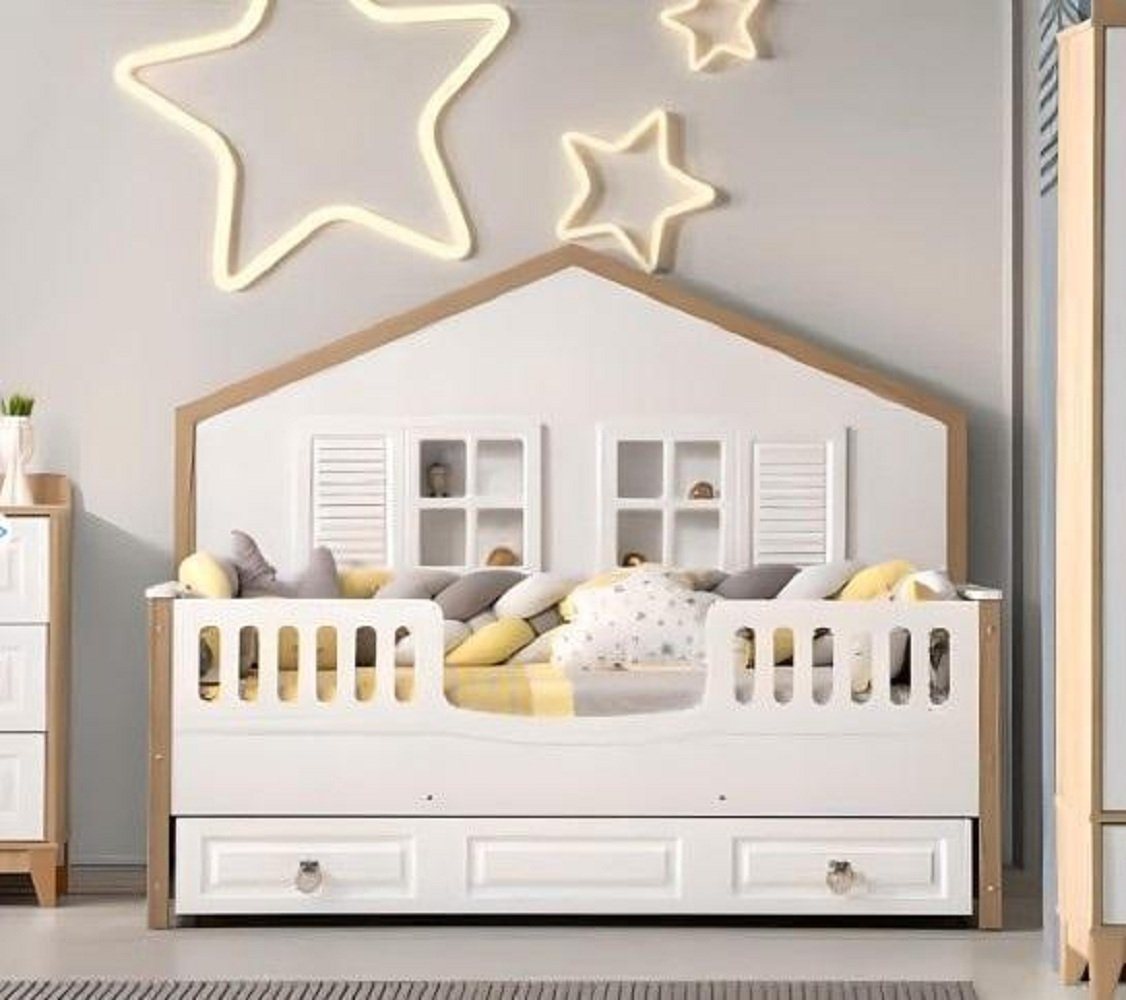 JVmoebel Bett Perfekte Kinderzimmer Bettrahmen Kinderzimmermöbel Helles Holz Neuheit (1-tlg., 1x Bett), Made in Europa von JVmoebel