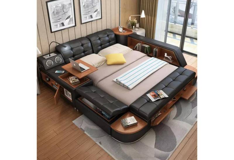 JVmoebel Multimediabett Polster 180x200 Multifunktion Regal USB Liege Design Bett (1-tlg), Made in Europa von JVmoebel