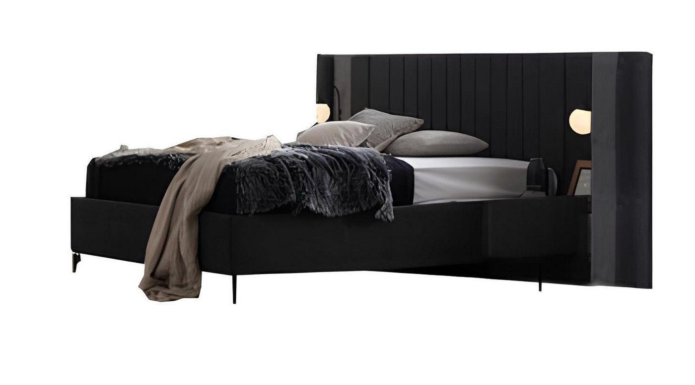 JVmoebel Bett Schlafzimmer Bett Schwarz Design Möbel Einrichtung Doppelbett Textil (Bett), Made in Europa von JVmoebel