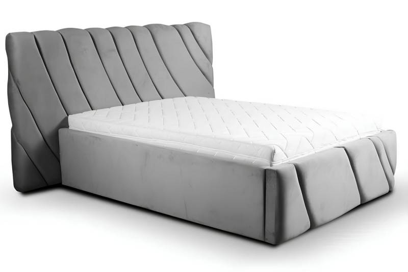 JVmoebel Bett Schlafzimmer Doppelbett Bett 180cm Matratze Grau moderner Stil Holz (1-tlg., Bett), Made in Europa von JVmoebel