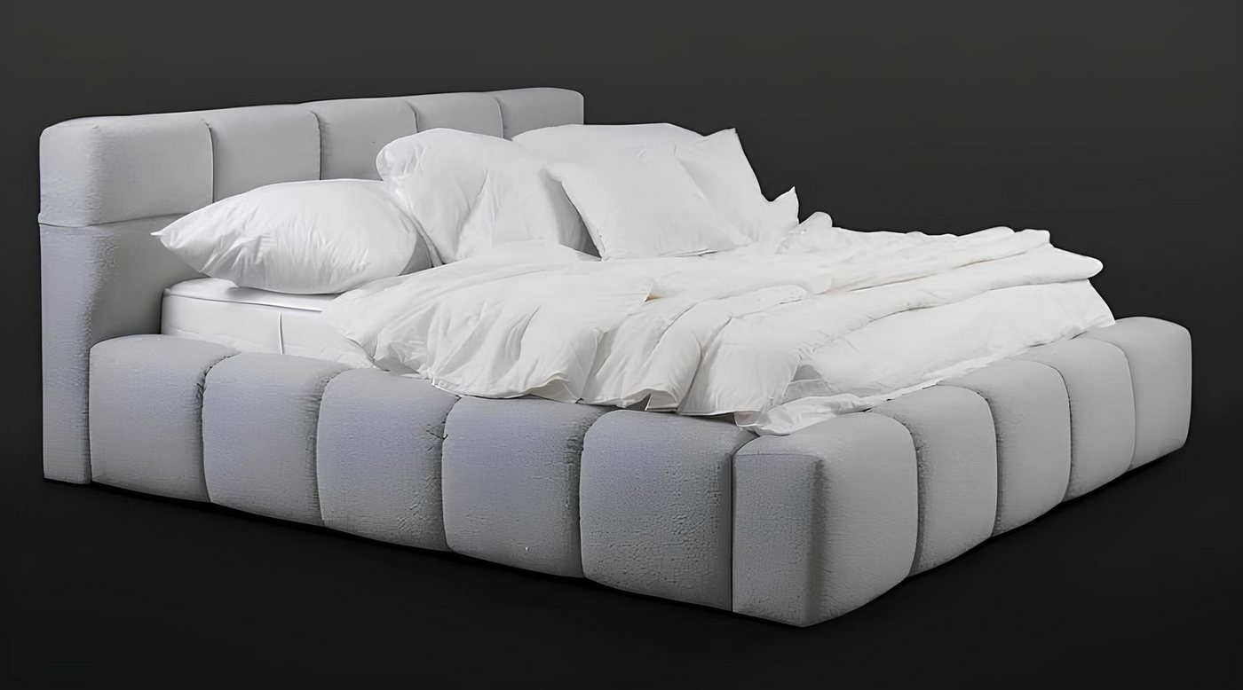 JVmoebel Bett Schlafzimmer Doppelbett Bett 180cm Matratze Grau moderner Stil Holz (1-tlg., Bett), Made in Europa von JVmoebel