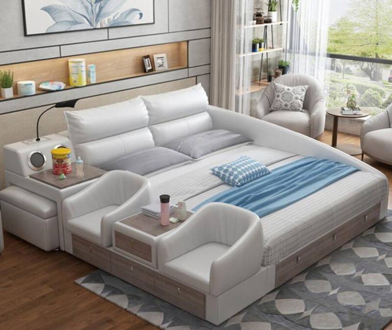 JVmoebel Bett Vielfältiges Doppelbett in Weiß mit modernem Design (1-tlg., Nur Bett), Made in Europa von JVmoebel