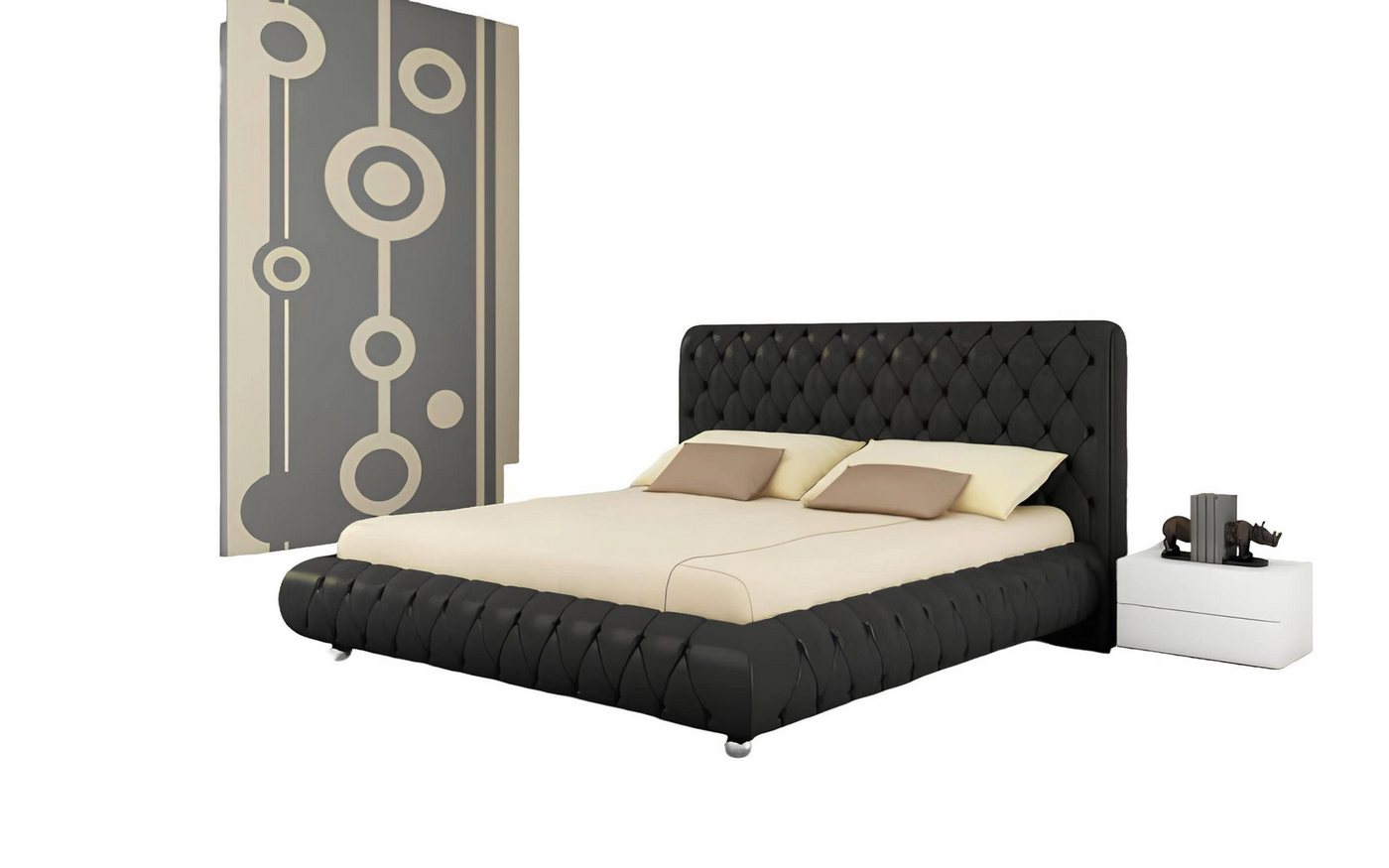 JVmoebel Bett Wasserbett Komplett Lederbett Polsterbett mit Matratze Chesterfield (WASSERBETT BETT BETTEN - CRYSTAL), Made in Europa von JVmoebel