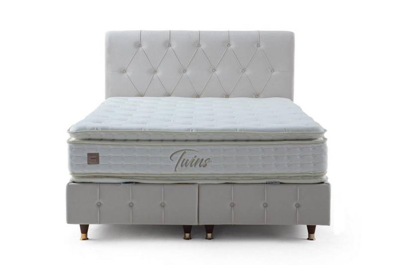 JVmoebel Bett Weißes Chesterfield Bett mit Matratze Designer Rechteckiges (Bett mit Matratze), Made in Europa von JVmoebel