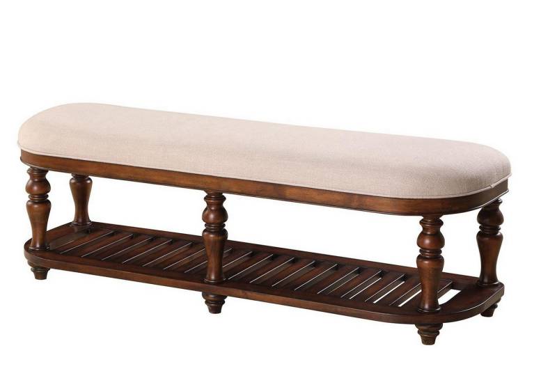 JVmoebel Bettbank Beige Polsterhocker Sitzbank aus Leder und Textil für Wohnräume, Made in Europa von JVmoebel