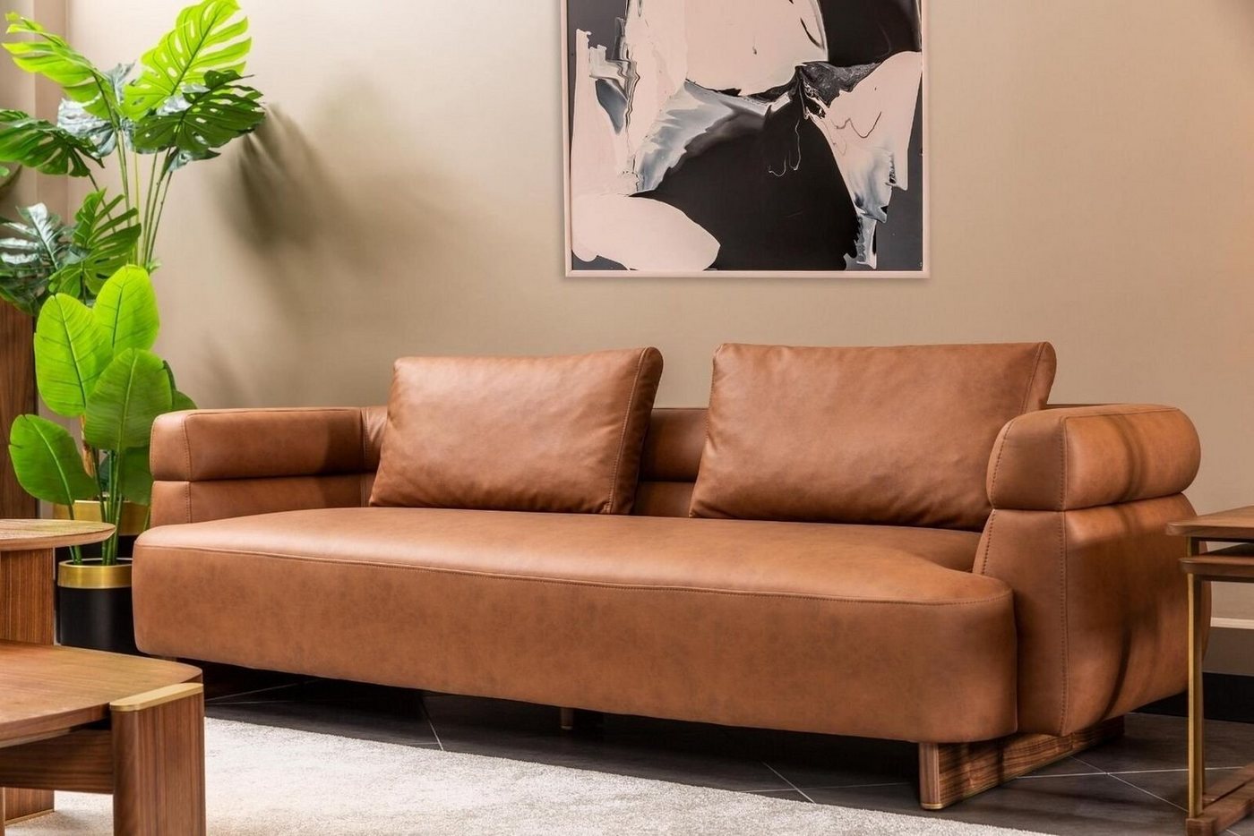 JVmoebel 3-Sitzer Dreisitzer Sofa 3 Sitzer Couch Kunstleder Braun Design Wohnzimmer Neu, 1 Teile, Made in Europa von JVmoebel