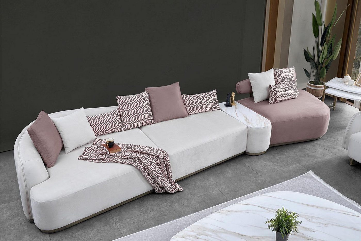 JVmoebel Big-Sofa Wohnlandschaft Stoffsofa Rosa Großes Sofa Polstersofa Modern Sofas, 4 Teile, Made in Europa von JVmoebel