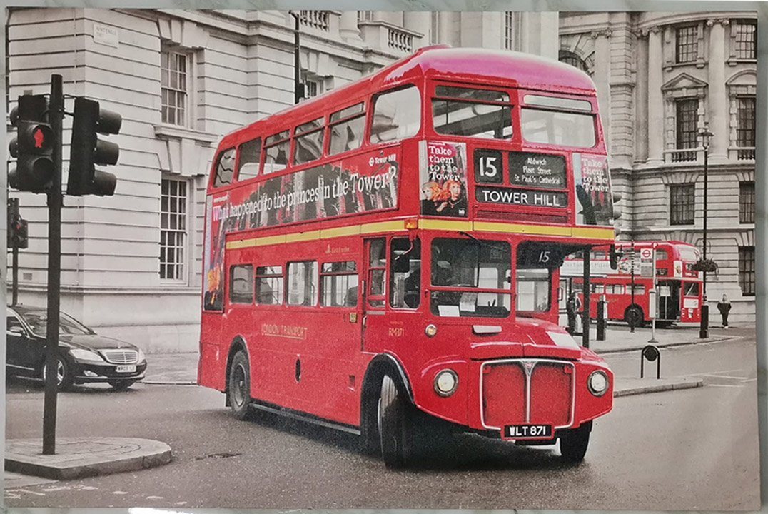 JVmoebel Bild Kunstdruck Großbritannien Doppeldeckerbus Malerei SOFORT, (1 St), Made in Europa von JVmoebel