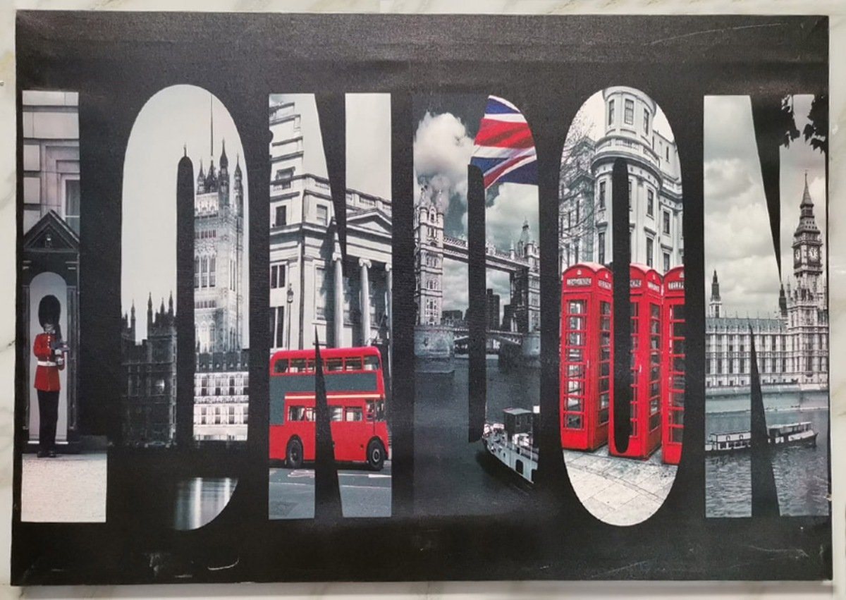 JVmoebel Bild Kunstdruck Inschrift London Bilder aus London Wohnzimmer SOFORT, London (1 St), Made in Europa von JVmoebel