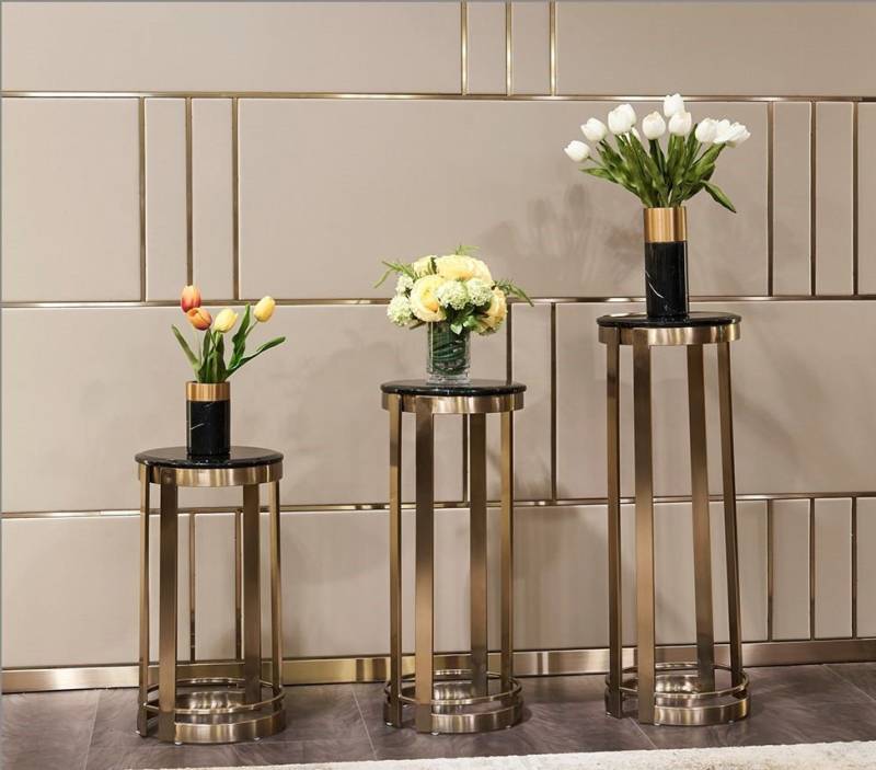 JVmoebel Blumenständer Blumen Stand Edelstahl Blumentopfständer Set für Garten Deko (x3 Blumenständer), Made in Europa von JVmoebel