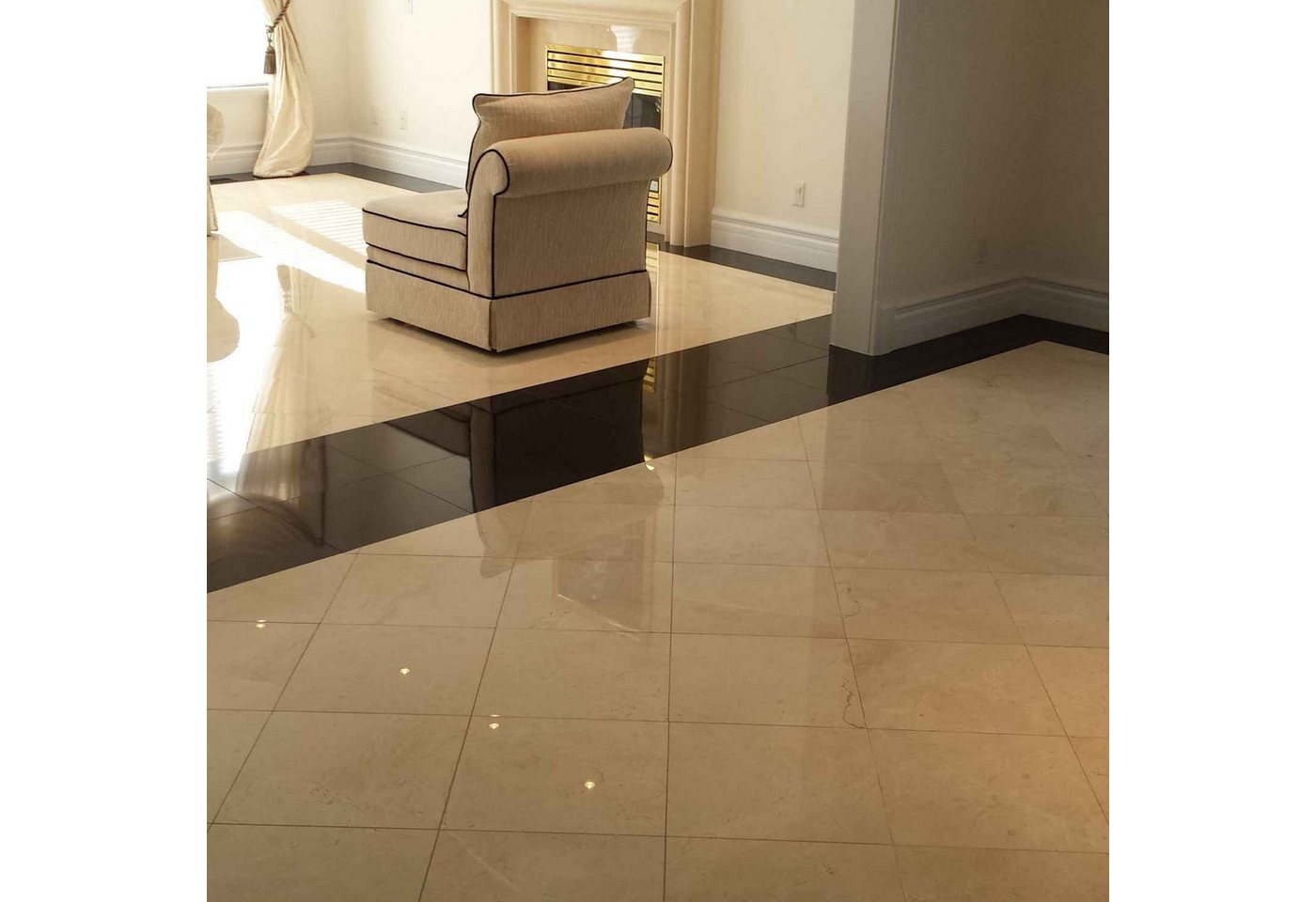 JVmoebel Bodenfliese Marmor-Fliesen Crema Beige aus Naturstein für Bodenbelag, Beige, Made in Europa von JVmoebel