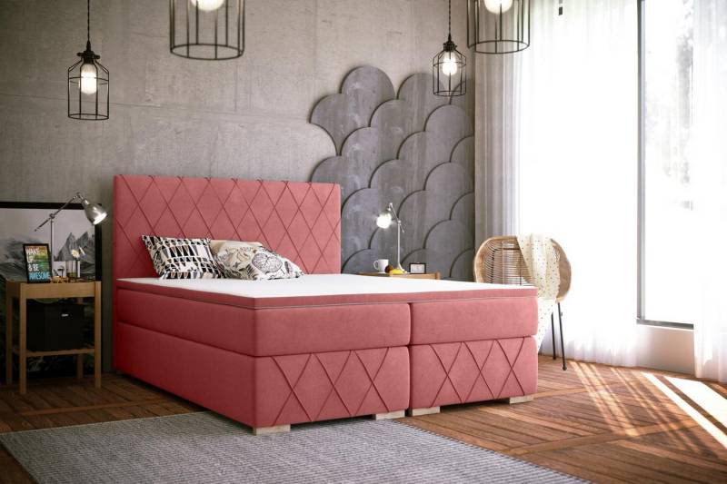 JVmoebel Boxspringbett Boxspringbett mit Matratze und Topper in Pink, Komplett-Set, Made in Europa JVmoebel Boxspringbett Boxspringbett mit Matratze und Topper in Pink, Komplett-Set, Made in Europa von JVmoebel