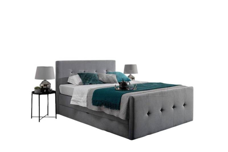 JVmoebel Boxspringbett Chesterfield Polsterbett XXL Grau Design Luxus Boxspringbett, Made in Europe von JVmoebel