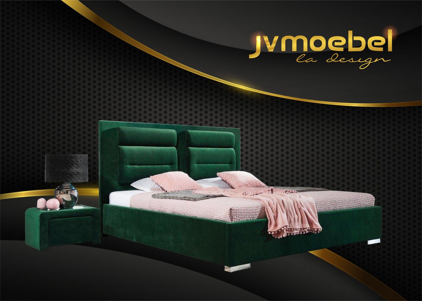 JVmoebel Boxspringbett Grüne Boxspring Doppelbett-Stoffmöbel für das Schlafzimmer, Made in Europa von JVmoebel