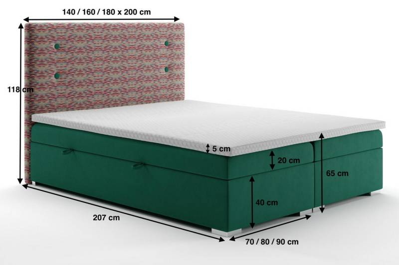 JVmoebel Boxspringbett Hotel-Boxspringbett Doppel mit Matratze und Topper komplett, Made in Europa JVmoebel Boxspringbett Hotel-Boxspringbett Doppel mit Matratze und Topper komplett, Made in Europa von JVmoebel