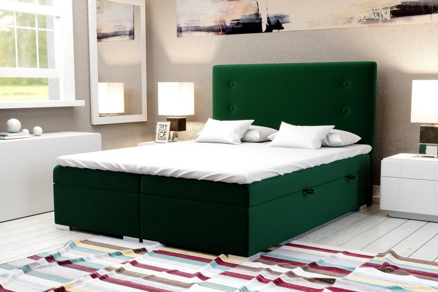 JVmoebel Boxspringbett Komplett Bett Set Boxspring Doppelbett mit Matratze und Topper, Made in Europa JVmoebel Boxspringbett Komplett Bett Set Boxspring Doppelbett mit Matratze und Topper, Made in Europa von JVmoebel