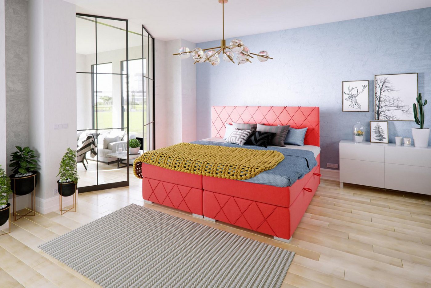 JVmoebel Boxspringbett Luxuriöses Boxspringbett mit Polster und Stauraum im Hotel-Stil, Made in Europa JVmoebel Boxspringbett Luxuriöses Boxspringbett mit Polster und Stauraum im Hotel-Stil, Made in Europa von JVmoebel