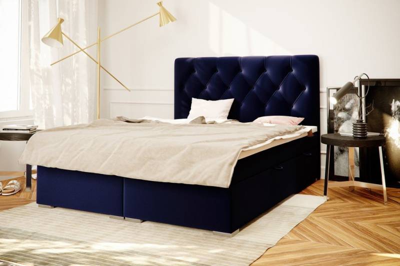 JVmoebel Boxspringbett Luxuriöses Polsterbett Doppel in Blau mit Bettkasten, Made in Europa JVmoebel Boxspringbett Luxuriöses Polsterbett Doppel in Blau mit Bettkasten, Made in Europa von JVmoebel