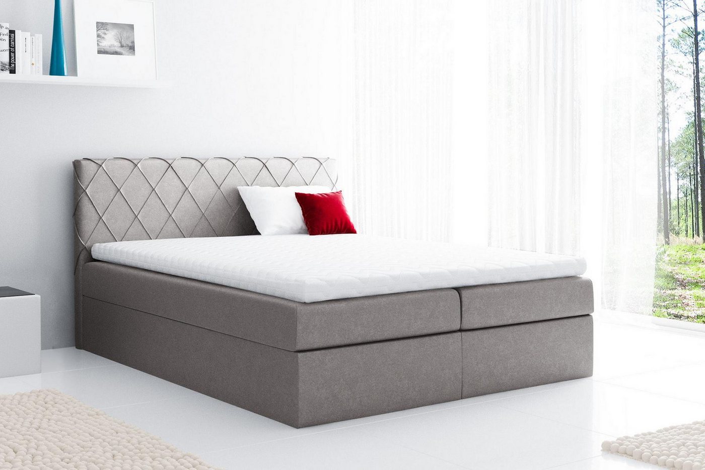 JVmoebel Boxspringbett Polsterbett Doppelbett Boxspringbett Ehebett Bettgestell, Made in Europa von JVmoebel