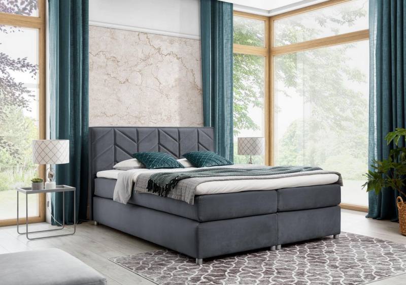 JVmoebel Boxspringbett Polsterbett mit Bettkasten in Grau für das Schlafzimmer, Made in Europa JVmoebel Boxspringbett Polsterbett mit Bettkasten in Grau für das Schlafzimmer, Made in Europa von JVmoebel