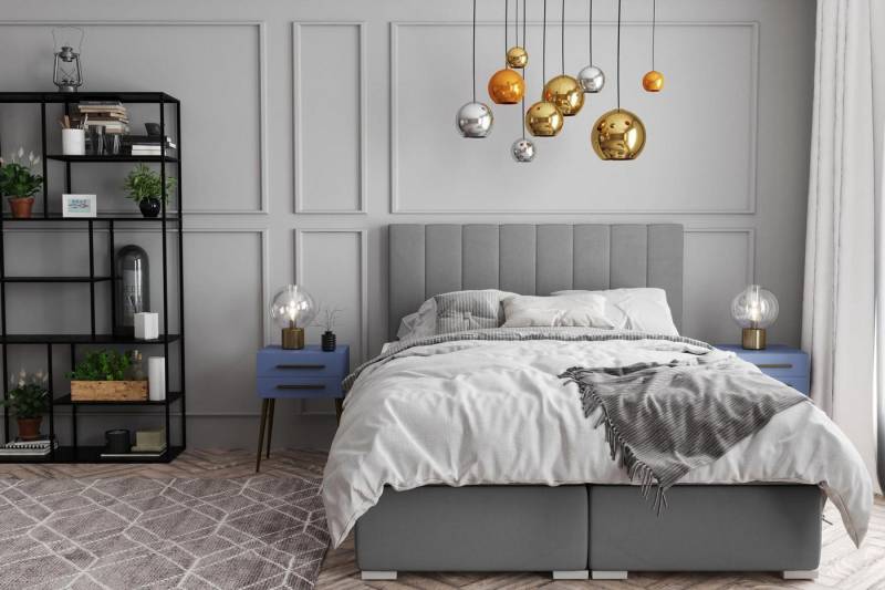 JVmoebel Boxspringbett Polsterboxbett im Hotelstil - Doppelbett mit Funktion in Grau, Made in Europa JVmoebel Boxspringbett Polsterboxbett im Hotelstil - Doppelbett mit Funktion in Grau, Made in Europa von JVmoebel