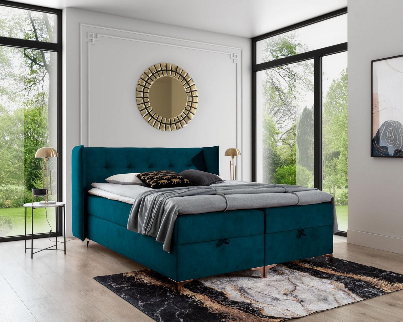 JVmoebel Boxspringbett Schlafzimmer Modern Polsterbett Design Bett Doppel Holz Einrichtung, Made in Europa JVmoebel Boxspringbett Schlafzimmer Modern Polsterbett Design Bett Doppel Holz Einrichtung, Made in Europa von JVmoebel